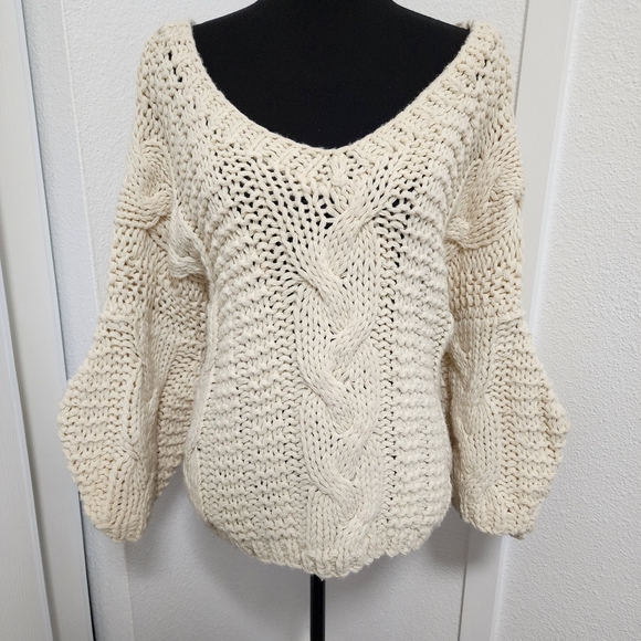 Hoity Toity Boutique Cream Chunky Knit Oversized Sweater - Picture 2 of 10